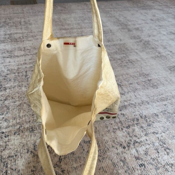 PRADA SPORT Tote Bag Denim Tan Vintage Double Handle - Picture 13 of 16